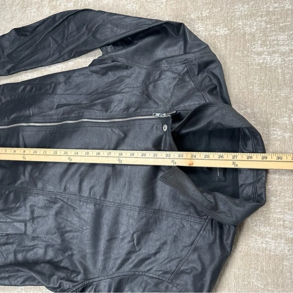 INC International Concepts Jacket Mens XL Black Leather Moto Bomber DV